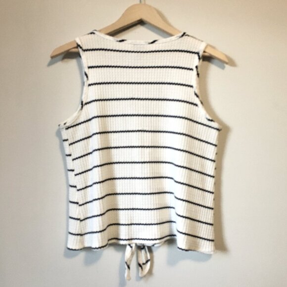 Tie Hem Wooden Button Down Tank Top - Picture 2 of 15